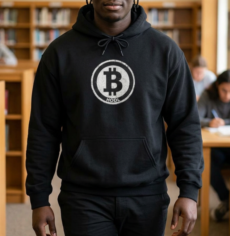 Distressed Bitcoin HODL Unisex EcoSmart® Pullover Hoodie Sweatshirt