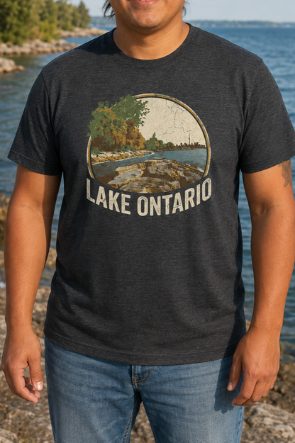 Lake Ontario Vintage Scenic T-Shirt — Retro Lakeside Nature Tee