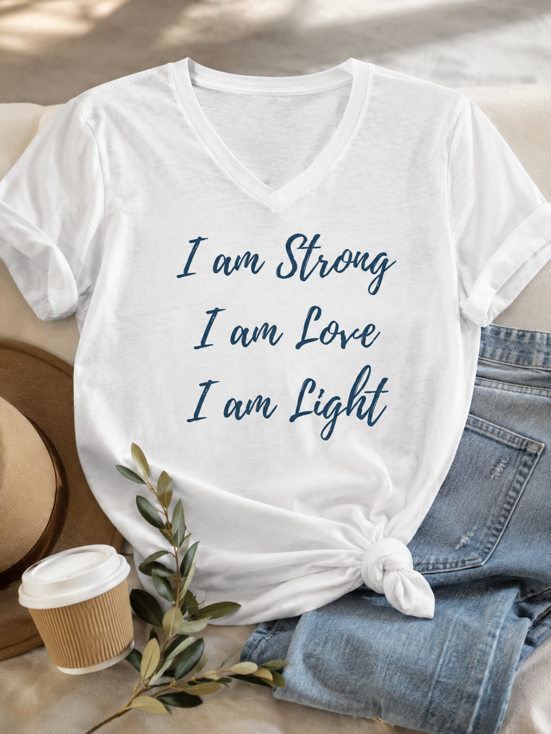 I Am Strong I Am Love I Am Light V-Neck Tee