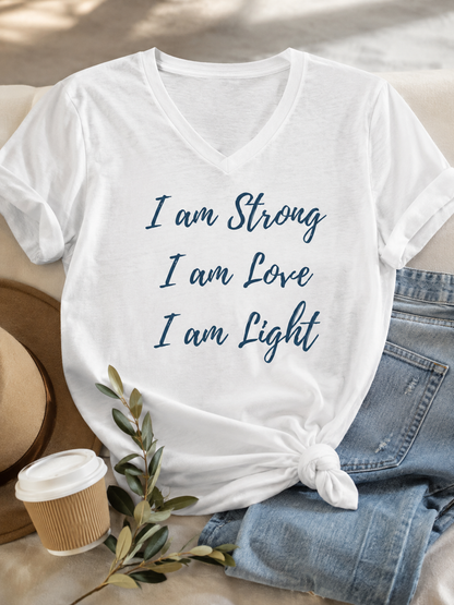 I Am Strong I Am Love I Am Light V-Neck Tee