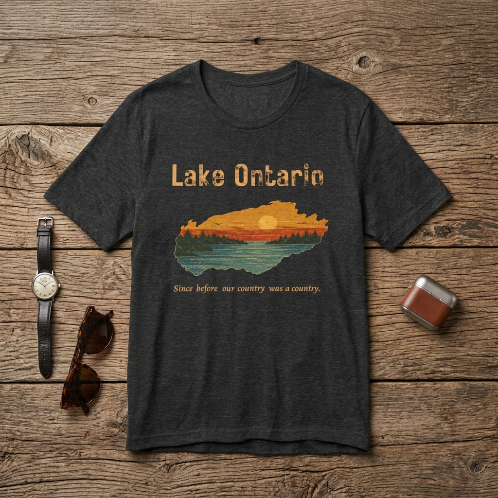 Lake Ontario Sunset Tee — Vintage 'Since before our country was a country' Graphic Shirt
