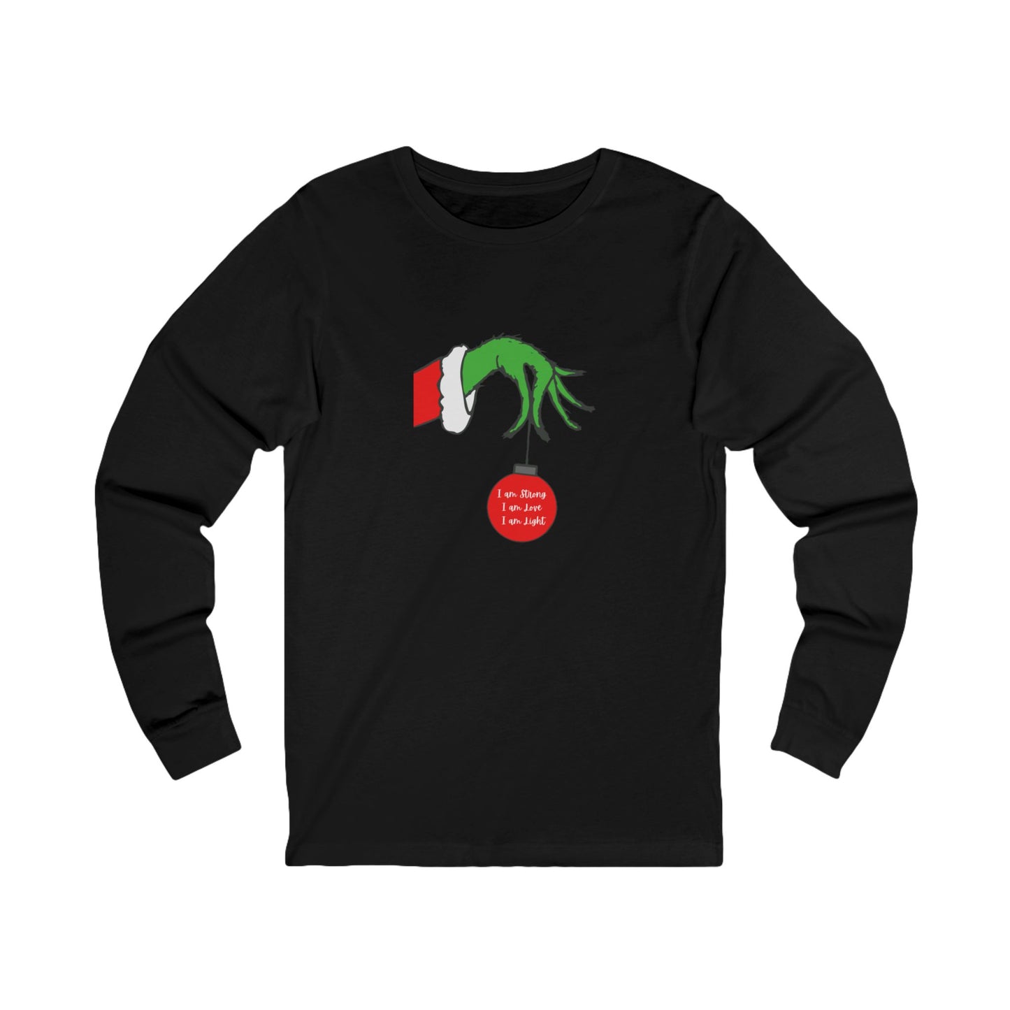 Grinch Hand Holding Ornament Long Sleeve Tee