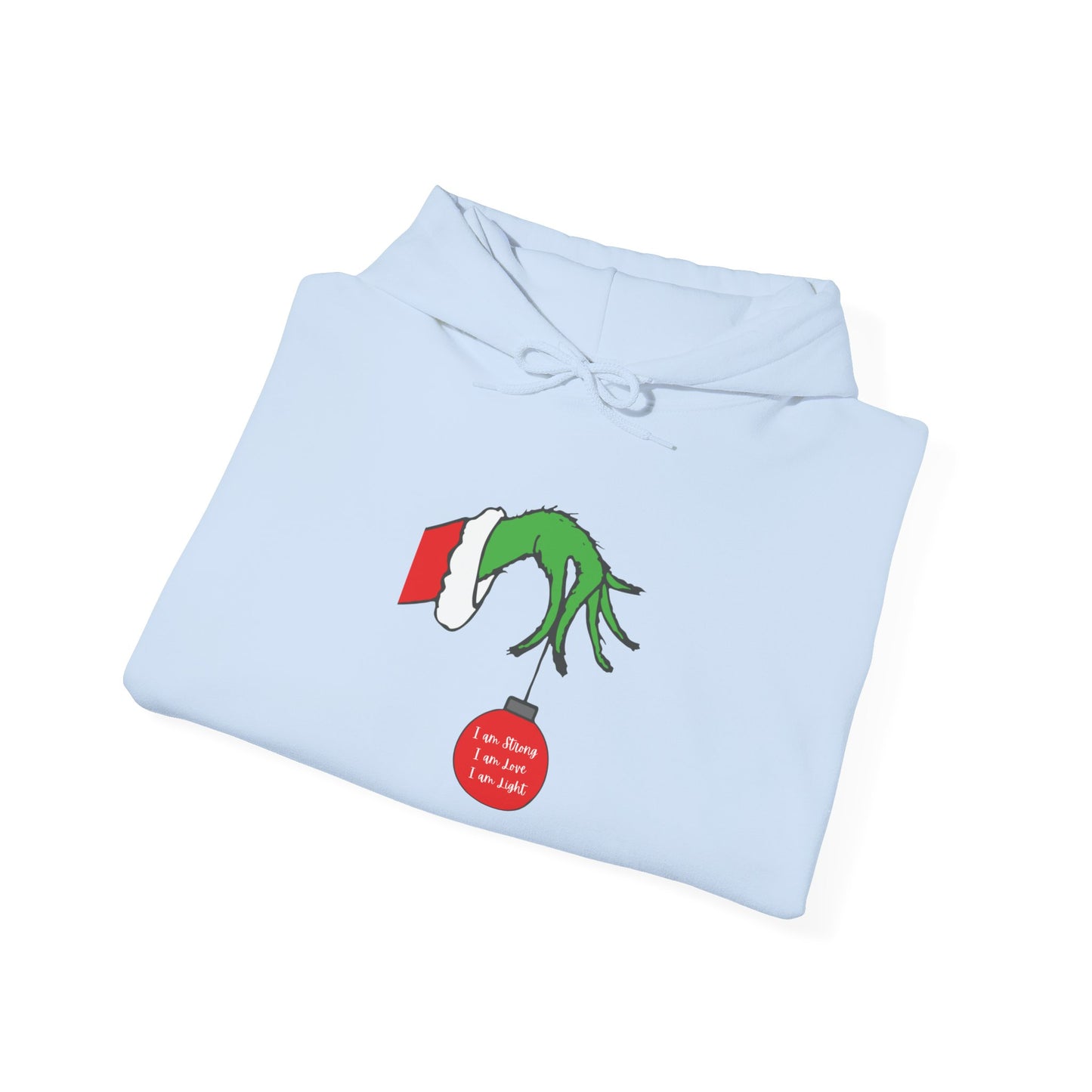 Grinch Hand Holding Ornament Hoodie