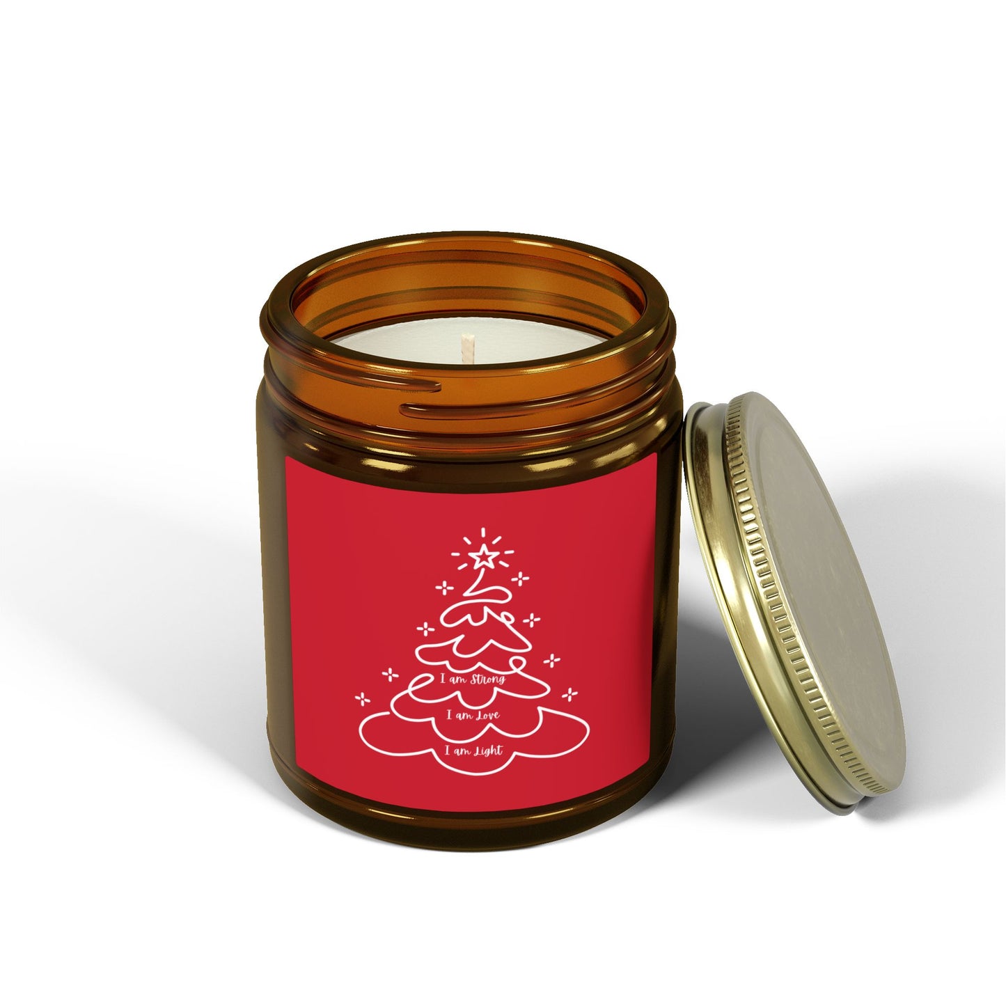 Christmas Tree Scented Jar Coconut Apricot Candle (4oz/9oz) Red