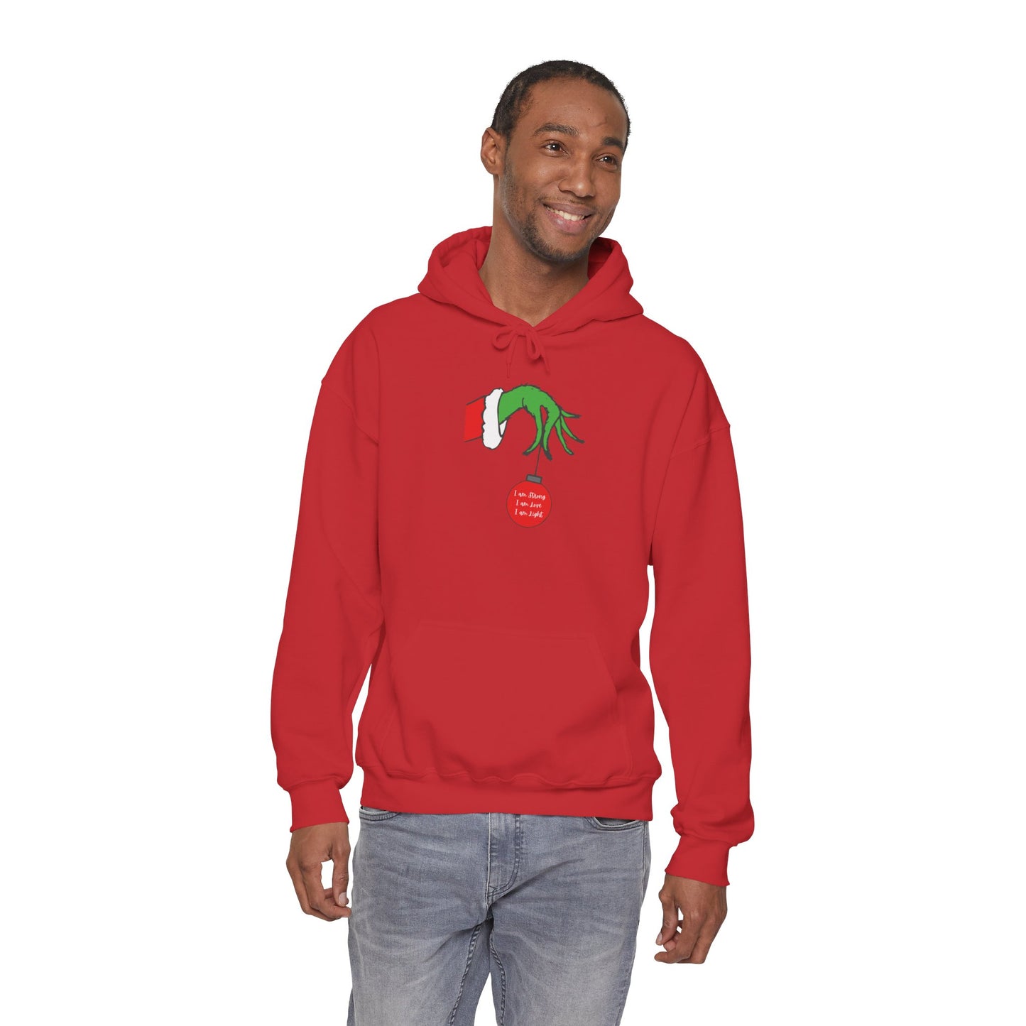 Grinch Hand Holding Ornament Hoodie
