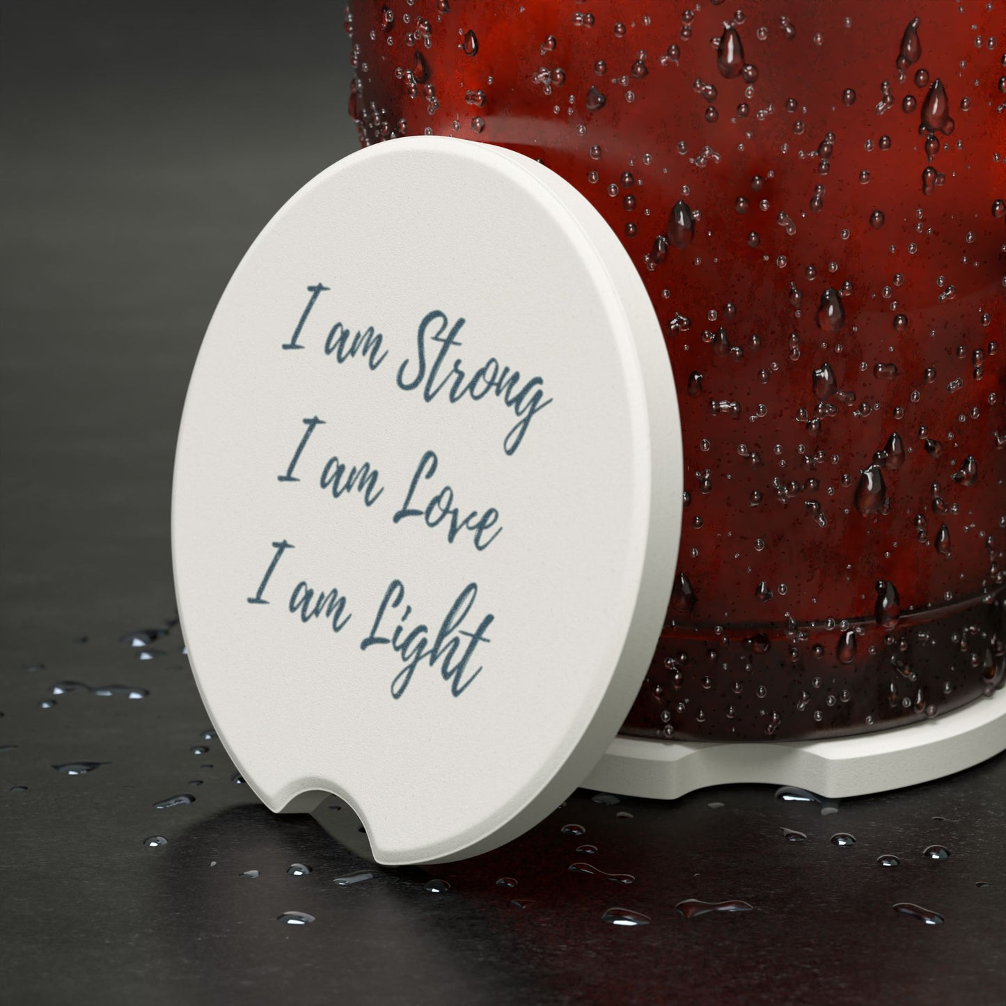'I am Strong, I am Love, I am Light' Soapstone Car Coaster