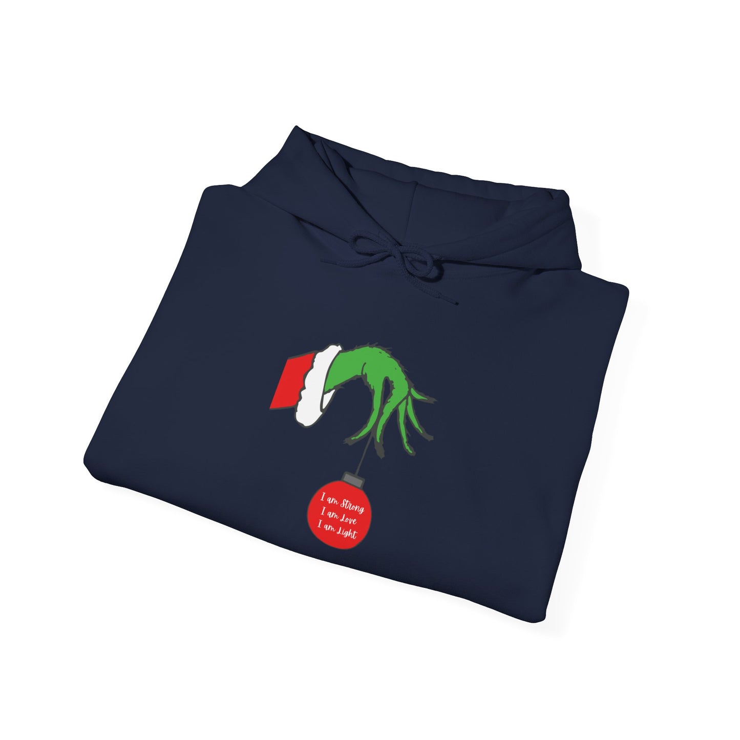 Grinch Hand Holding Ornament Hoodie