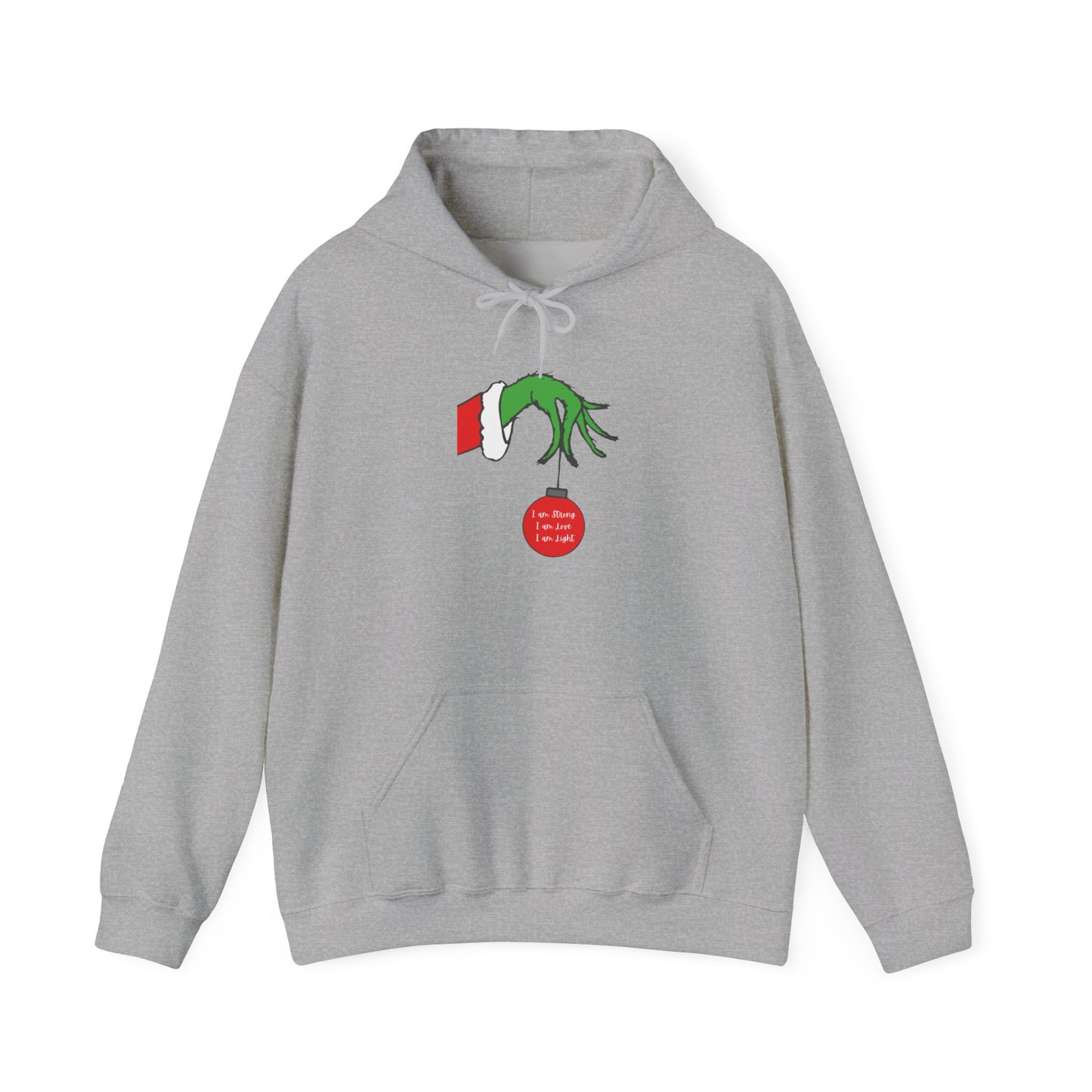 Grinch Hand Holding Ornament Hoodie