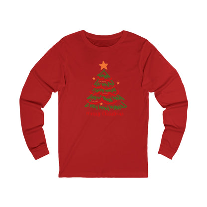 Merry Christmas Sketch Tree Long Sleeve Tee