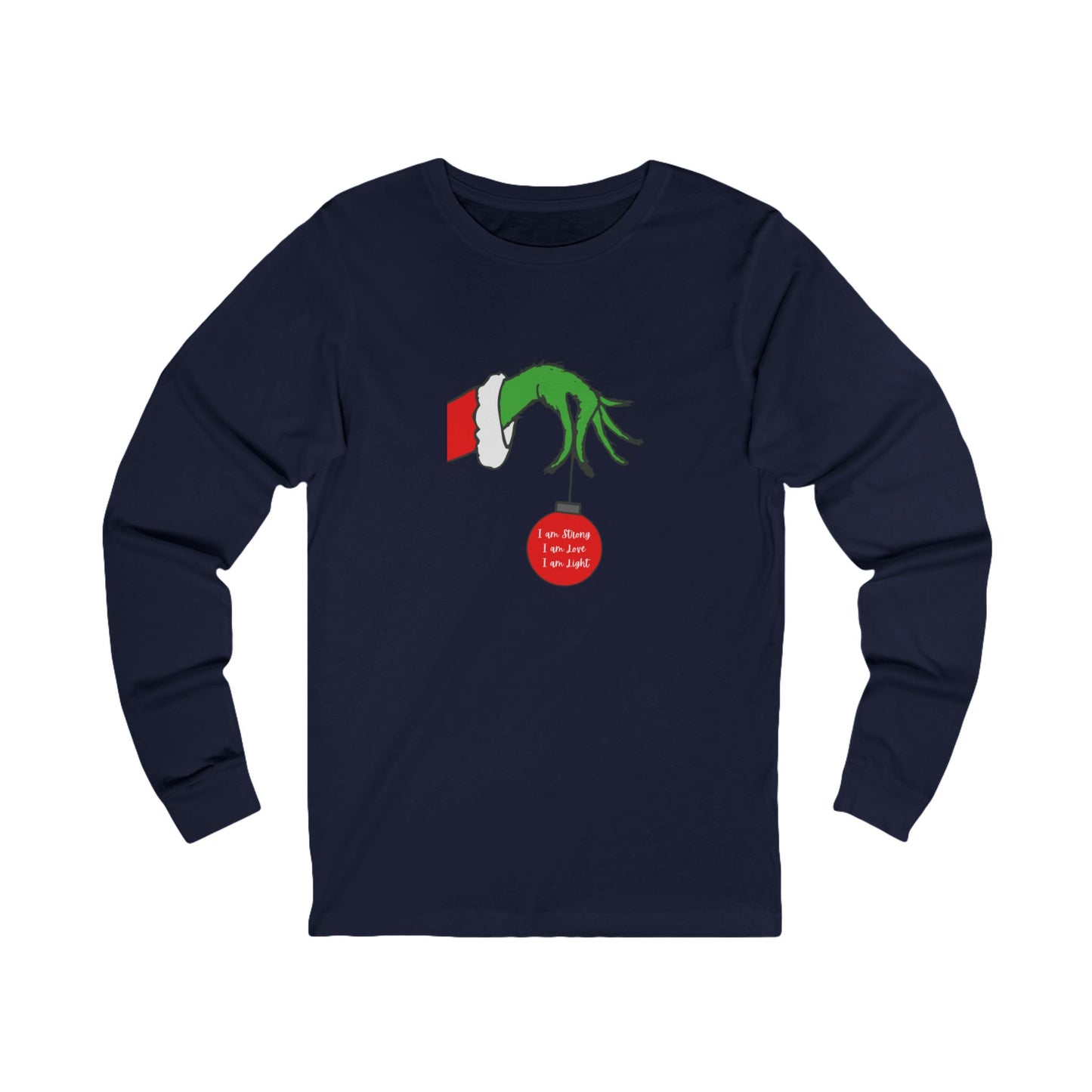 Grinch Hand Holding Ornament Long Sleeve Tee