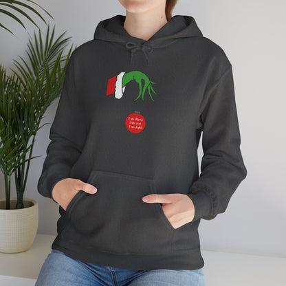 Grinch Hand Holding Ornament Hoodie