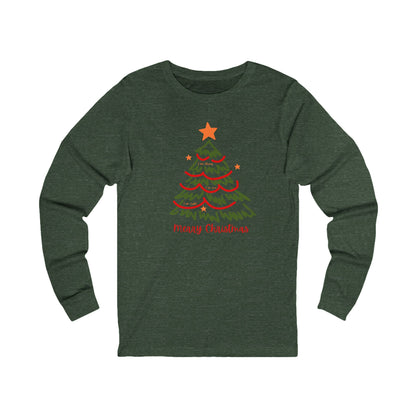 Merry Christmas Sketch Tree Long Sleeve Tee