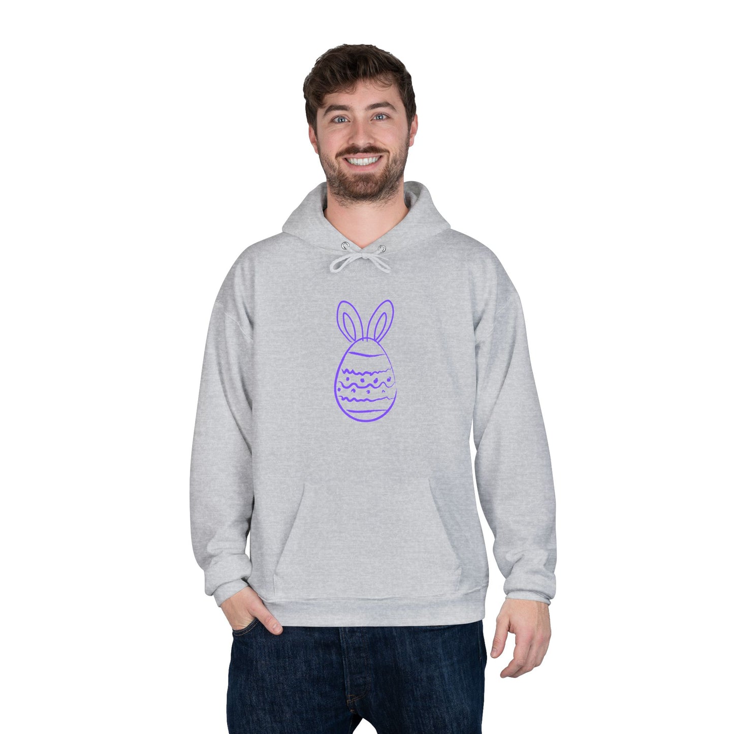 Purple Easter Bunny Egg Hoodie - Minimal Pastel Holiday Pullover