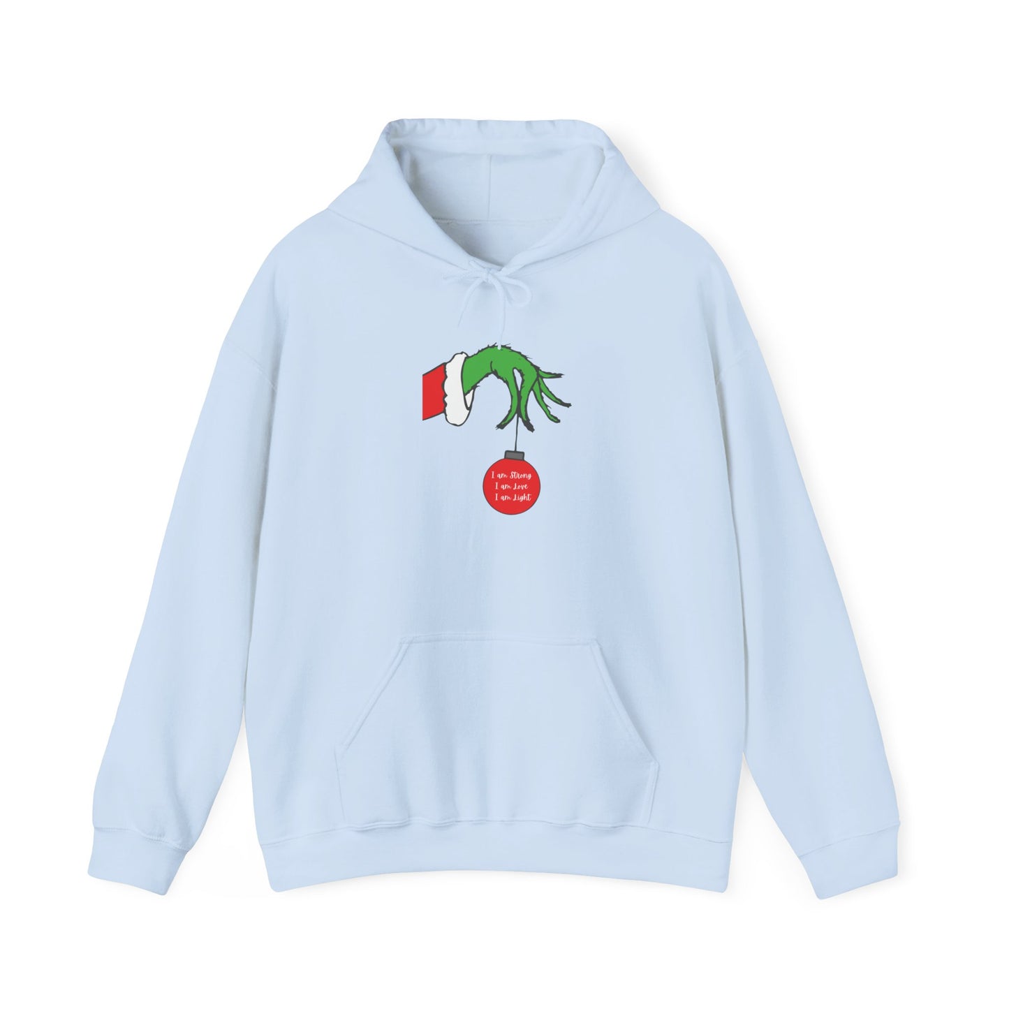Grinch Hand Holding Ornament Hoodie
