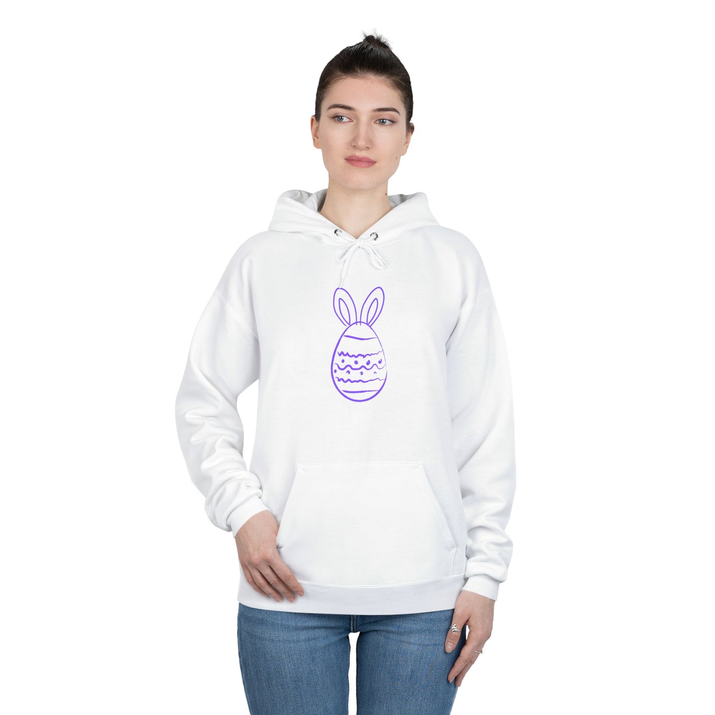 Purple Easter Bunny Egg Hoodie - Minimal Pastel Holiday Pullover