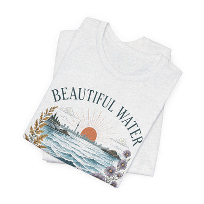Beautiful Water Lake Ontario T-Shirt — Coastal Sunset Floral Tee