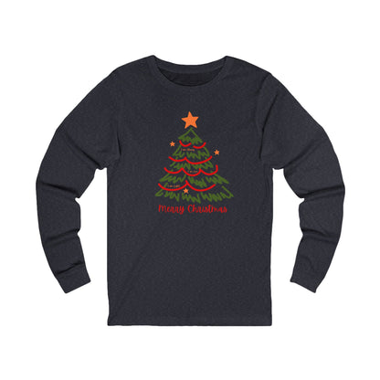Merry Christmas Sketch Tree Long Sleeve Tee