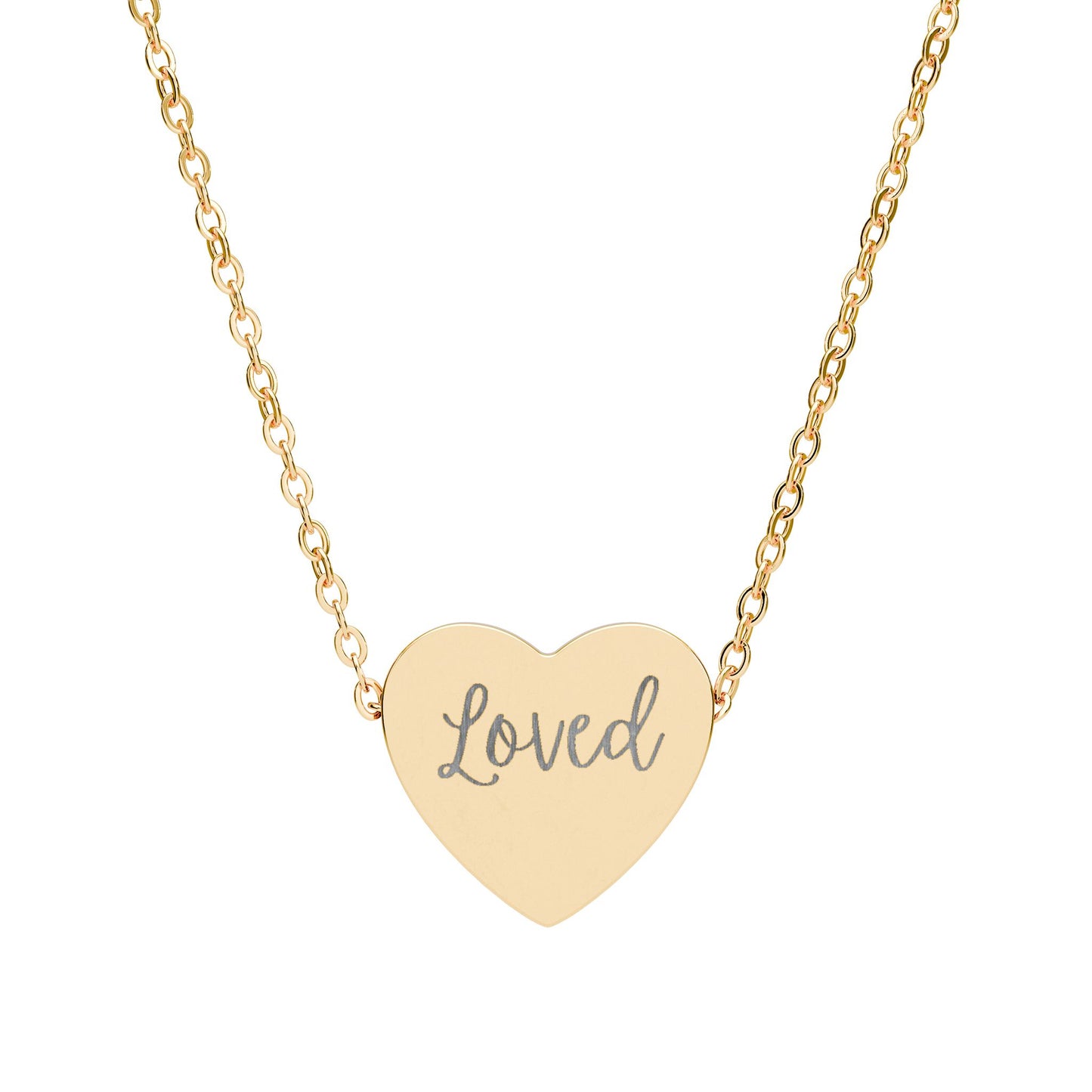 Engraved 'Loved' Heart Necklace Pendant