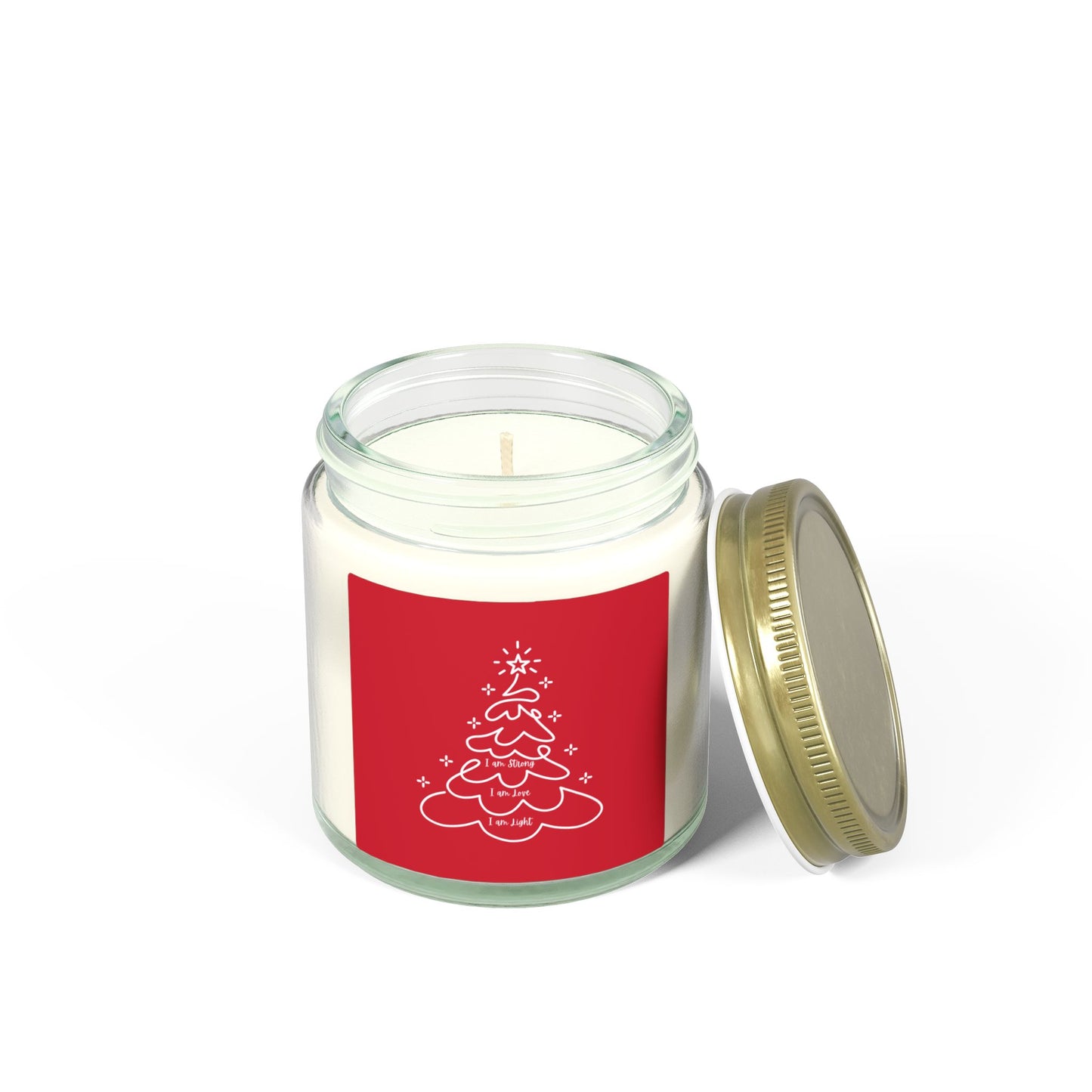 Christmas Tree Scented Jar Coconut Apricot Candle (4oz/9oz) Red