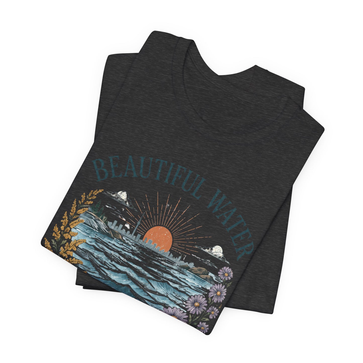 Beautiful Water Lake Ontario T-Shirt — Coastal Sunset Floral Tee
