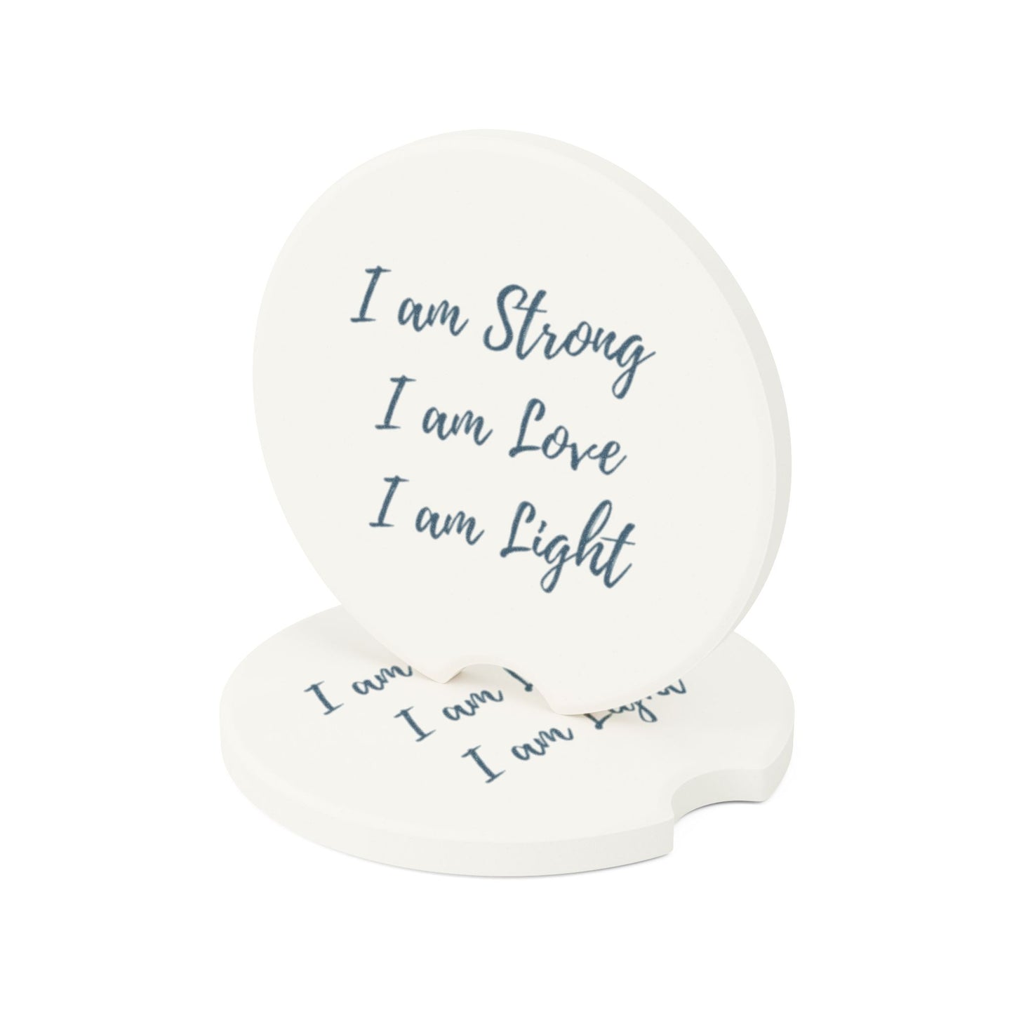 'I am Strong, I am Love, I am Light' Soapstone Car Coaster