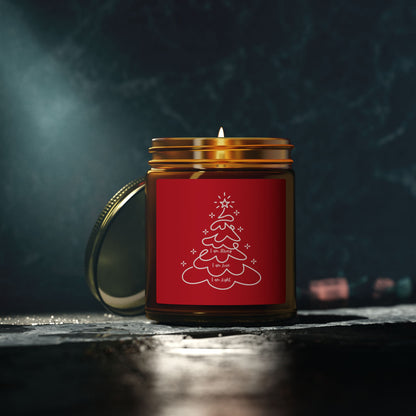 Christmas Tree Scented Jar Coconut Apricot Candle (4oz/9oz) Red