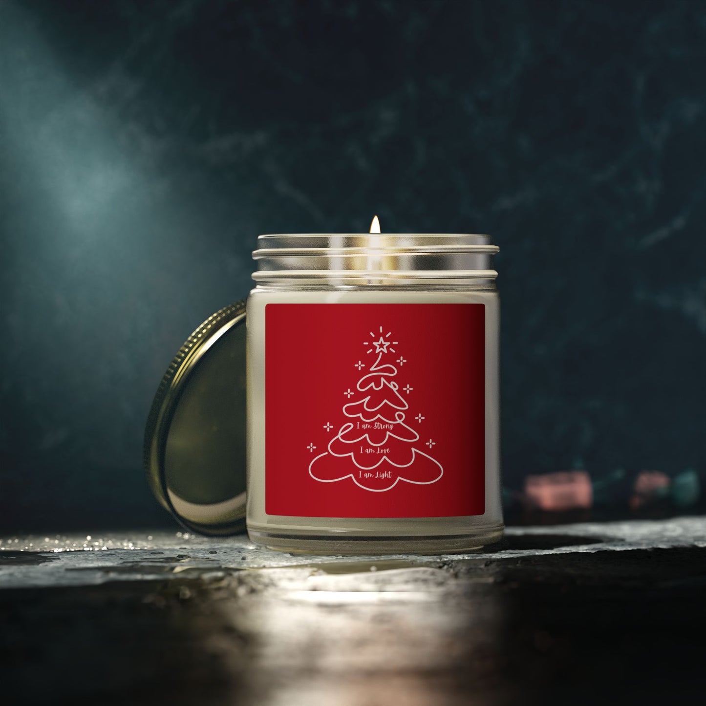 Christmas Tree Scented Jar Coconut Apricot Candle (4oz/9oz) Red