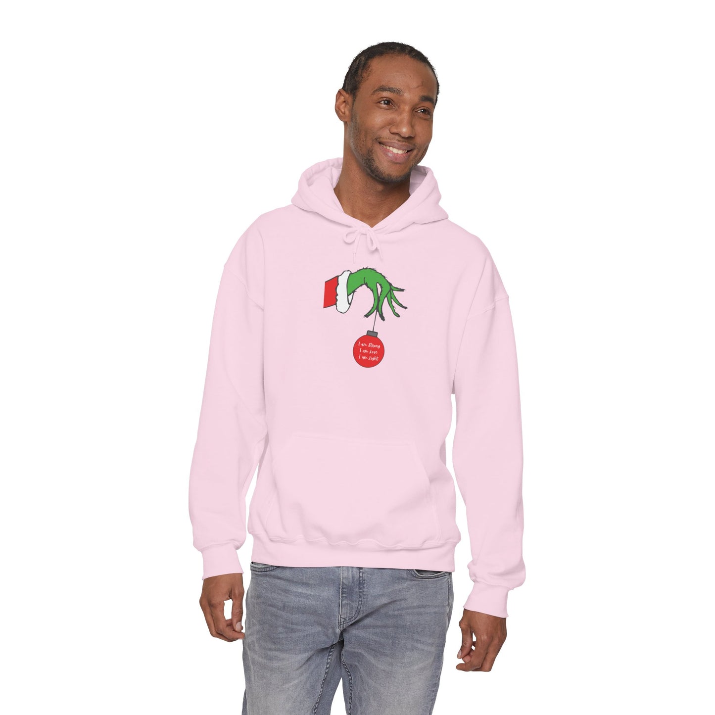 Grinch Hand Holding Ornament Hoodie