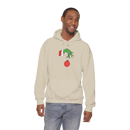 Grinch Hand Holding Ornament Hoodie