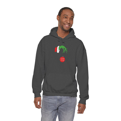 Grinch Hand Holding Ornament Hoodie