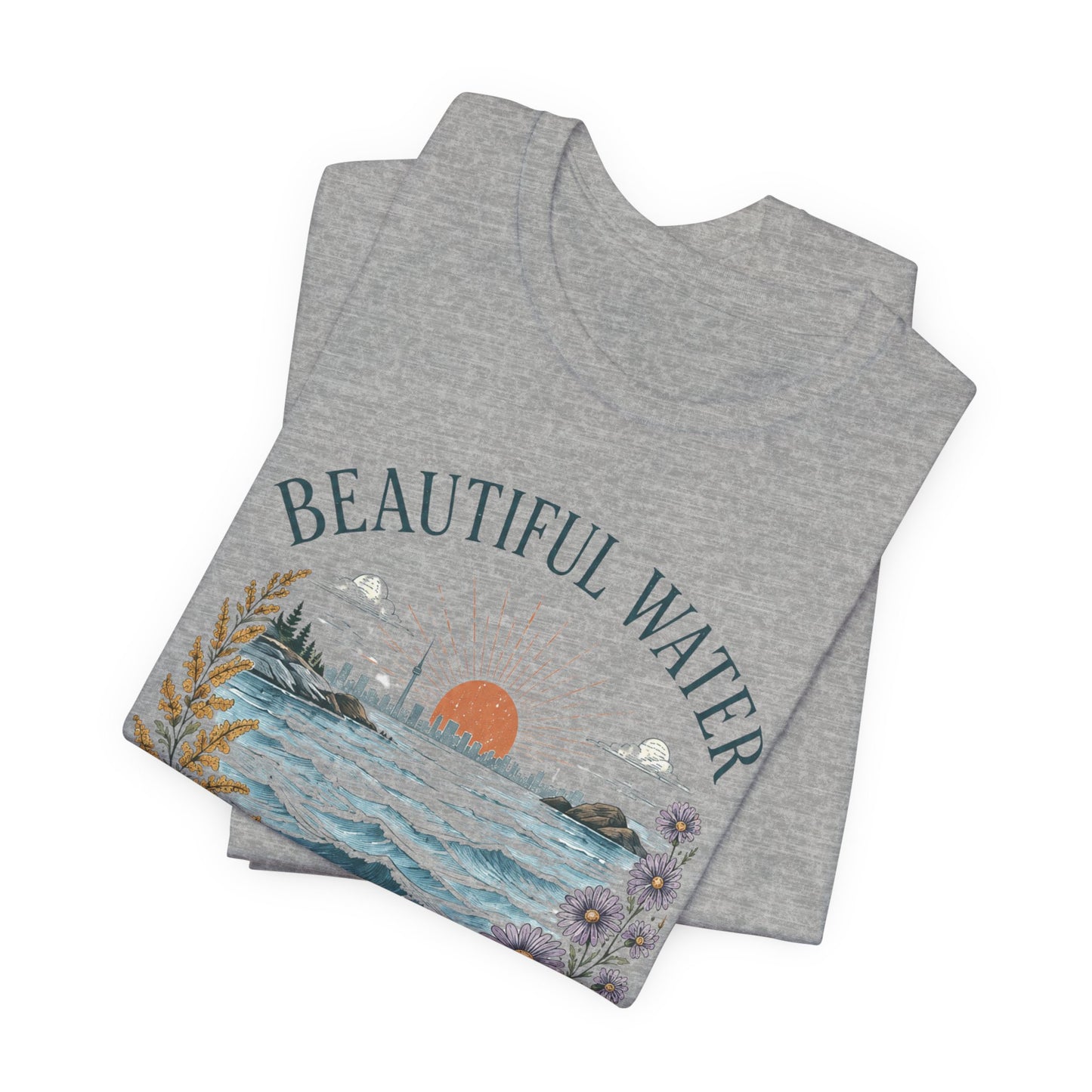Beautiful Water Lake Ontario T-Shirt — Coastal Sunset Floral Tee