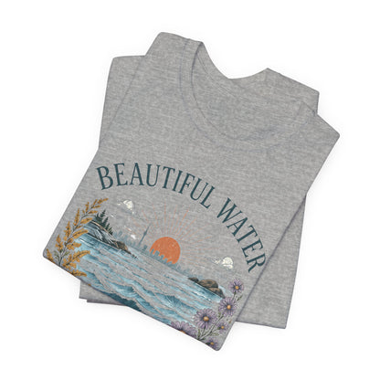 Beautiful Water Lake Ontario T-Shirt — Coastal Sunset Floral Tee