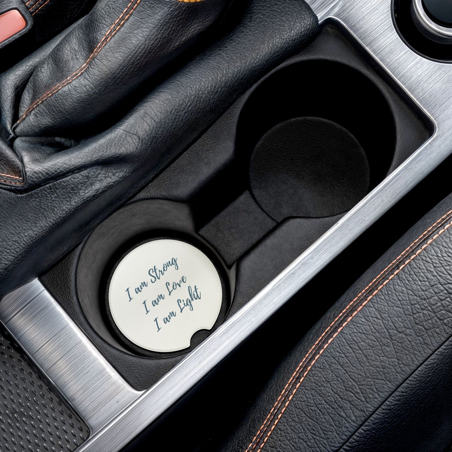 'I am Strong, I am Love, I am Light' Soapstone Car Coaster