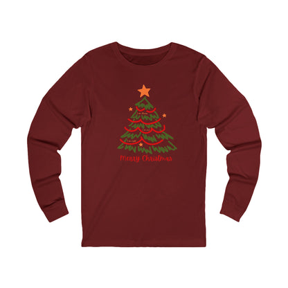 Merry Christmas Sketch Tree Long Sleeve Tee