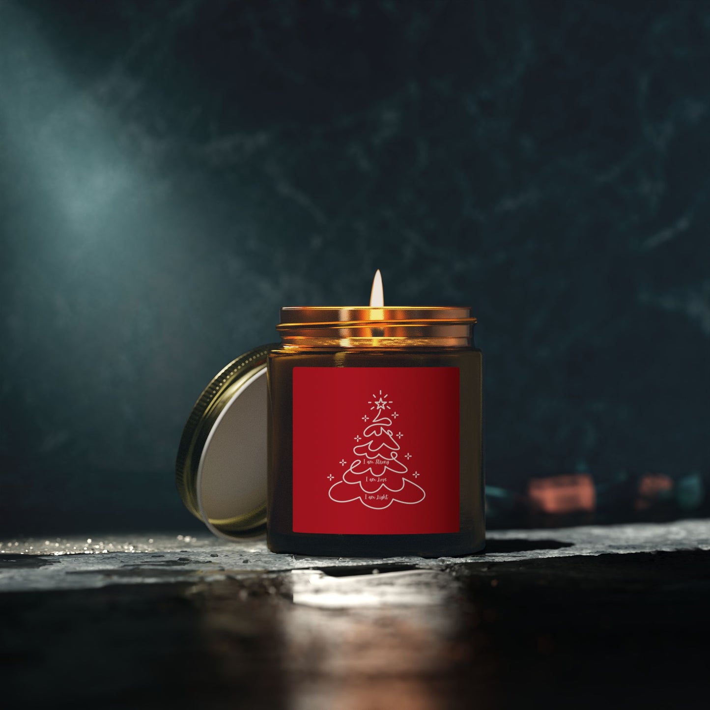 Christmas Tree Scented Jar Coconut Apricot Candle (4oz/9oz) Red