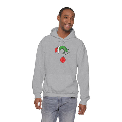 Grinch Hand Holding Ornament Hoodie