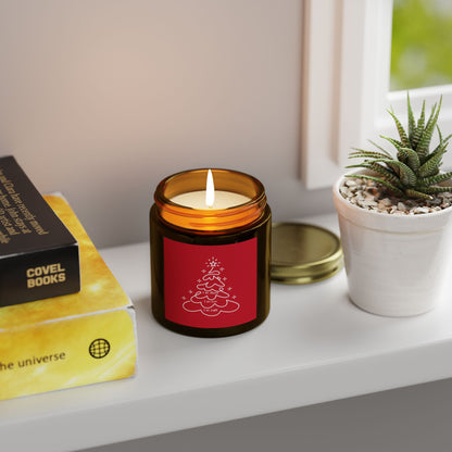 Christmas Tree Scented Jar Coconut Apricot Candle (4oz/9oz) Red