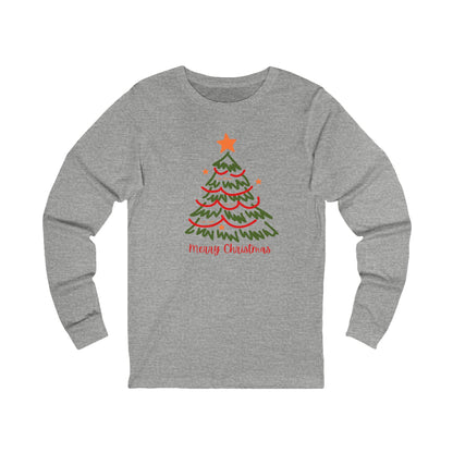 Merry Christmas Sketch Tree Long Sleeve Tee