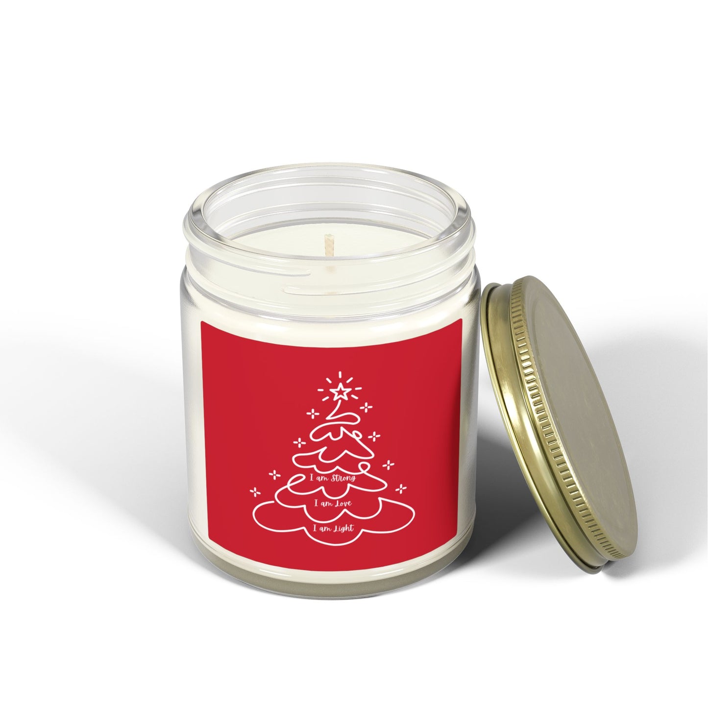 Christmas Tree Scented Jar Coconut Apricot Candle (4oz/9oz) Red