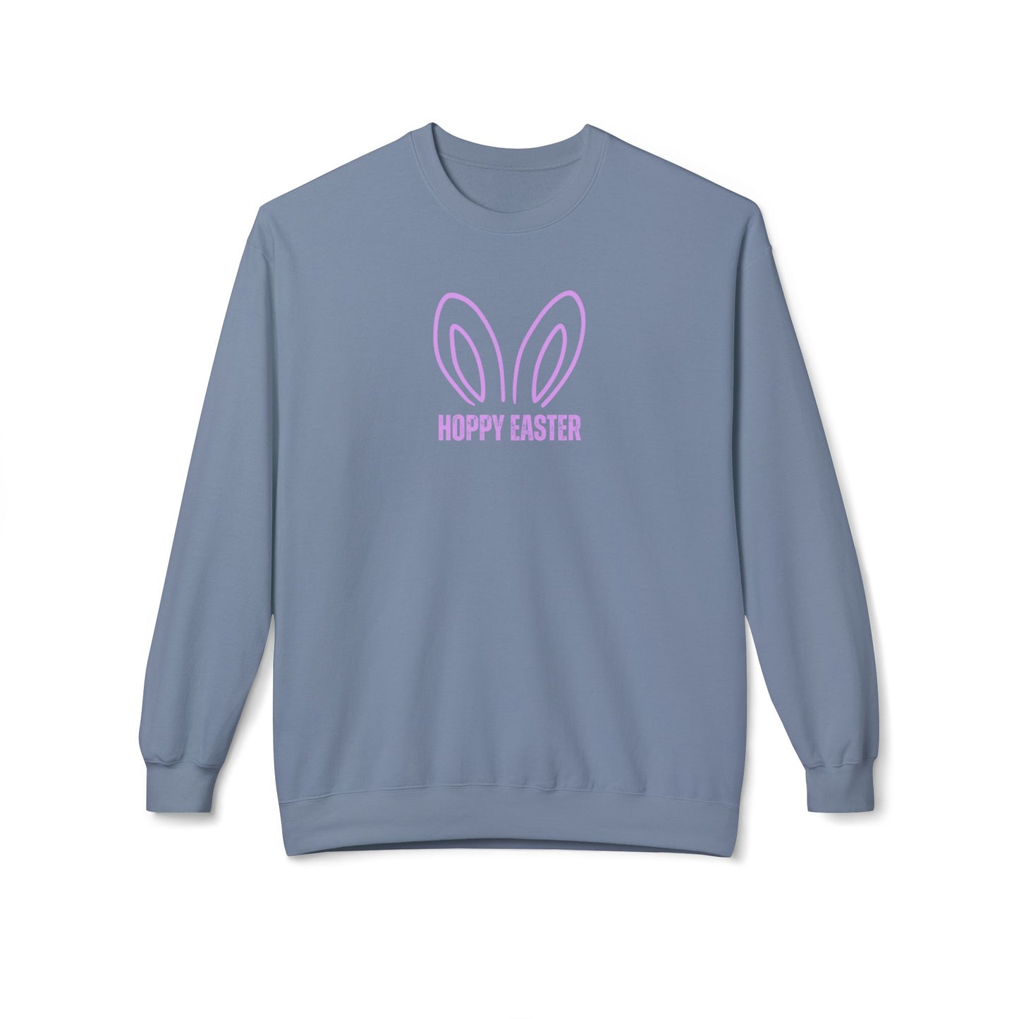 Pink Easter Bunny Ears Sweatshirt — "Hoppy Easter" Pastel Crewneck